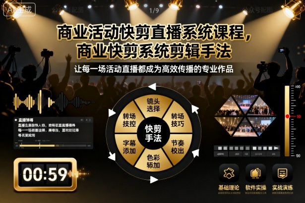 商业活动快剪直播系统课程,商业快剪系统剪辑手法-云科数创