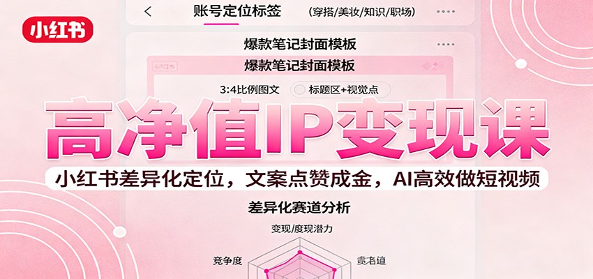 高净值IP变现课:小红书差异化定位,文案点赞成金, AI高效做短视频-云科数创