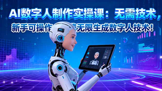 AI数字人制作实操课:无需技术,新手可操作,免费无限生成数字人技术!-云科数创