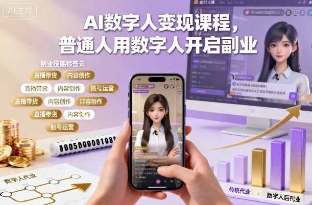 AI数字人变现课程,普通人用数字人开启副业-云科数创