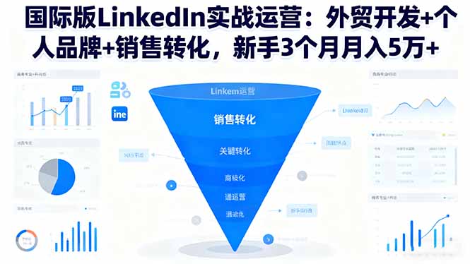 国际版LinkedIn实战运营:外贸开发+个人品牌+销售转化,新手3个月月入5万+-云科数创