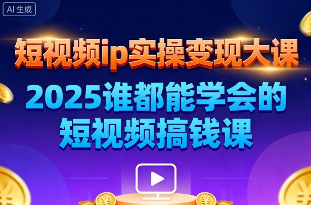 短视频ip实操变现大课,7月26-27日广州站线下课,2025谁都能学会的短视频搞钱课-云科数创