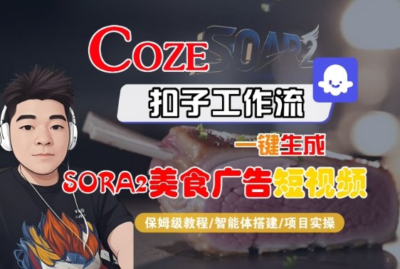 Coze扣子智能体工作流一键生成“SORA2美食广告“短视频,全流程保姆级教学-云科数创