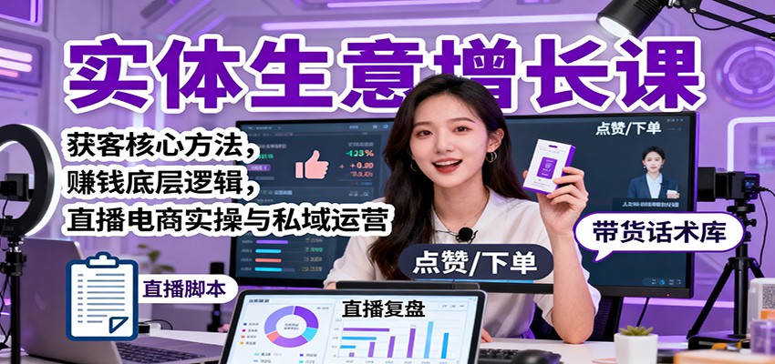 实体生意增长课:获客核心方法,赚钱底层逻辑,直播电商实操与私域运营-云科数创