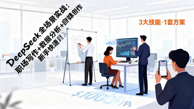 DeepSeek全场景实战:职场写作+数据分析+自媒体创作,新手快速月入过万-云科数创