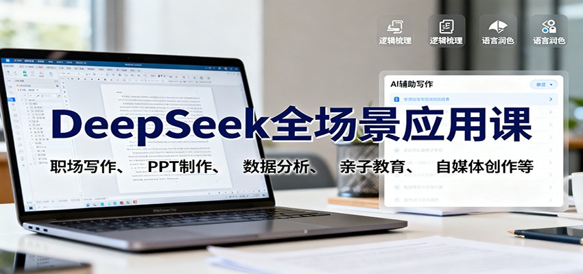 DeepSeek全场景应用课:职场写作、 PPT制作、数据分析、亲子教育、自媒体创作等-云科数创