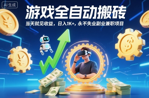 游戏全自动搬砖,当天就见收益,日入1K+,永不失业副业兼职项目【揭秘】-云科数创