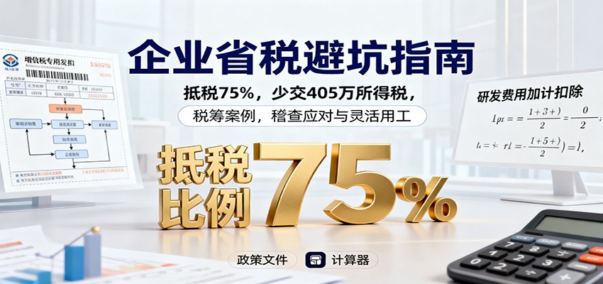 企业省税避坑指南:抵税75%,少交405万所得税,税筹案例,稽查应对与灵活用工-云科数创
