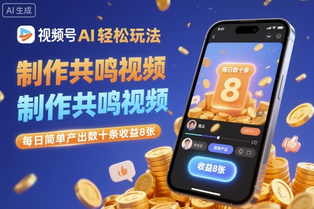 视频号AI轻松玩法,制作共鸣视频,每日简单产出数十条收益8张-云科数创