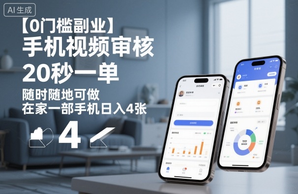 【0门槛副业】手机视频审核，20秒一单，随时随地可做，在家一部手机日入4张【揭秘】-云科数创