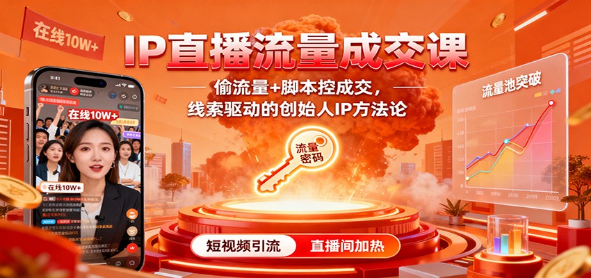 IP直播流量成交课:偷流量+脚本控成交,线索驱动的创始人IP方法论-云科数创