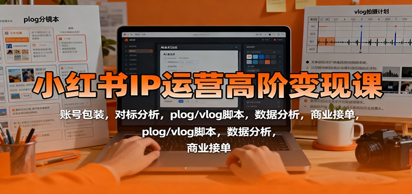 小红书IP运营高阶变现课:账号包装,对标分析,plog/vlog脚本,数据分析,商业接单-云科数创