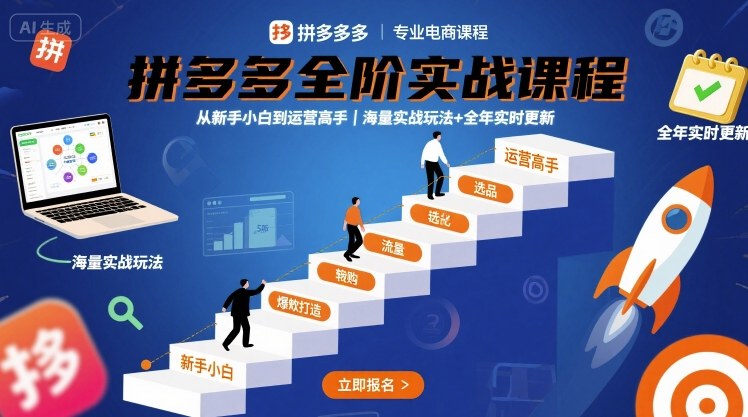 拼多多全阶实战课程,从新手小白到运营高手,海量实战玩法+全年实时更新【2025年10月更新】-云科数创