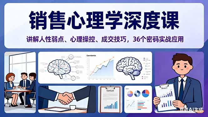 销售心理学深度课，讲解人性弱点、心理操控、成交技巧，36个密码实战应用-云科数创