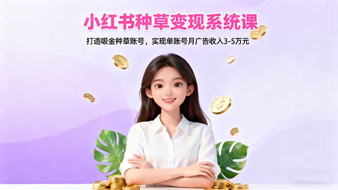 小红书种草变现系统课：打造吸金种草账号，实现单账号月广告收入3-5万元-云科数创