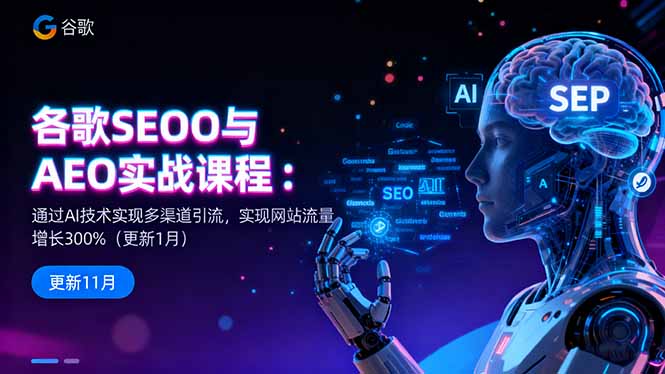 谷歌SEO与AEO实战课程：通过AI技术实现多渠道引流，实现网站流量增长300%-云科数创