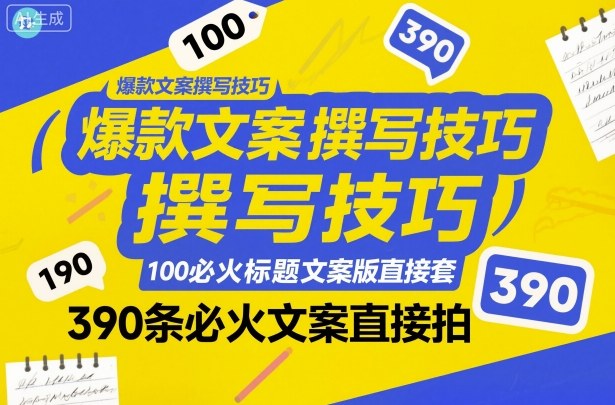 爆款文案撰写技巧，100个必火标题文案模版直接套，390条必火文案直接拍-云科数创