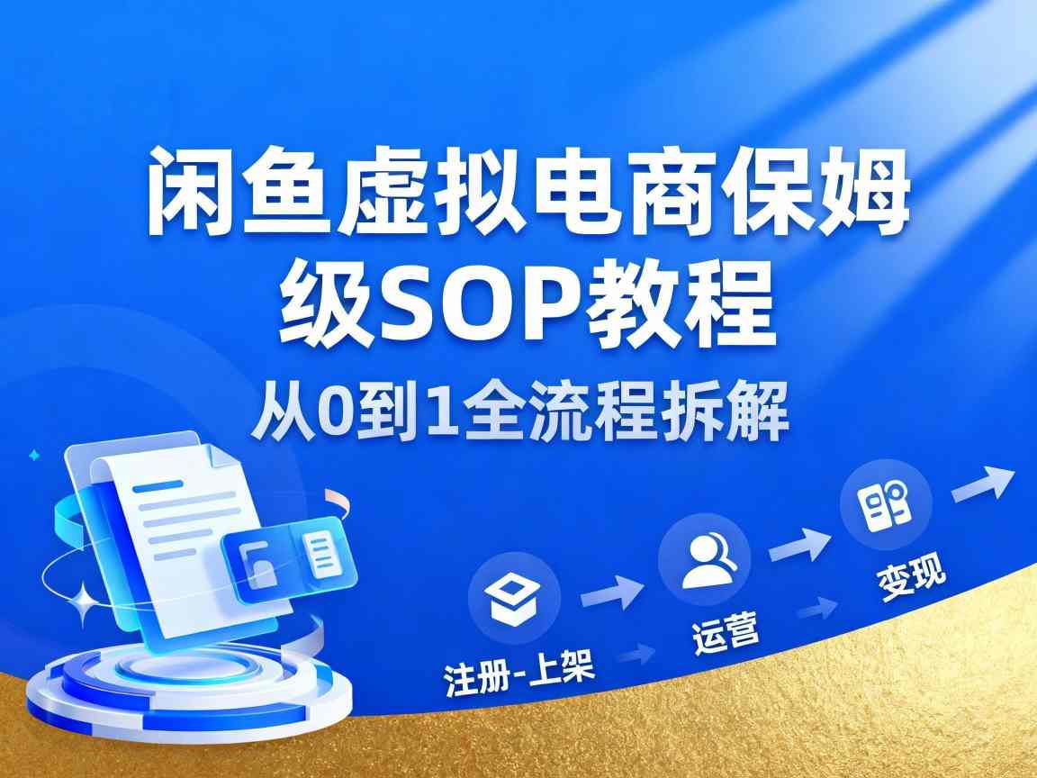闲鱼虚拟电商，月入轻松过1W，保姆级SOP教程-云科数创