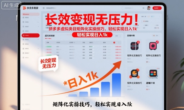 长效变现无压力!拼多多虚拟类目矩阵化实操技巧,轻松实现日入1k【揭秘】-云科数创