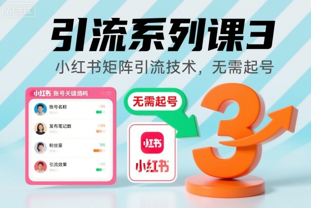 引流系列课3,小红书矩阵引流技术,无需起号-云科数创