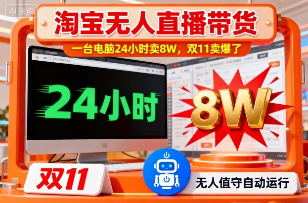 淘宝无人直播带货,一台电脑214小时卖8W,双11卖爆了【揭秘】-云科数创