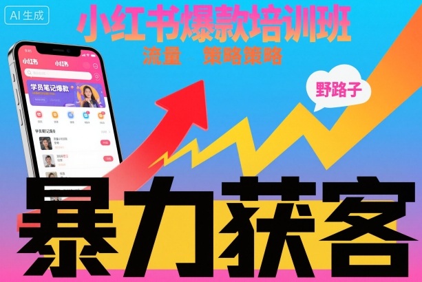 小红书爆款培训班,小红书获客野路子流量打法,暴力持续获客-云科数创