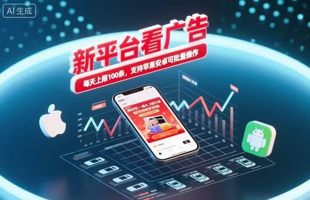新台看广告,养好机一条5毛到5块,单机日入30到100,支持苹果安卓,可批量操作。-云科数创