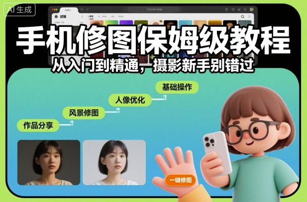手机修图保姆级教程,从入门到精通,摄影新手别错过-云科数创