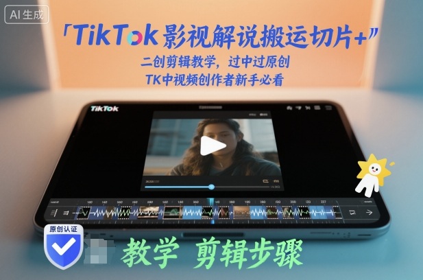 TikTok影视解说搬运切片+二创剪辑教学,过中过原创,TK中视频创作者新手必看-云科数创