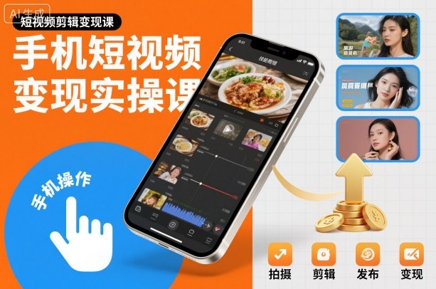 手机短视频变现实操课，短视频剪辑变现课-云科数创