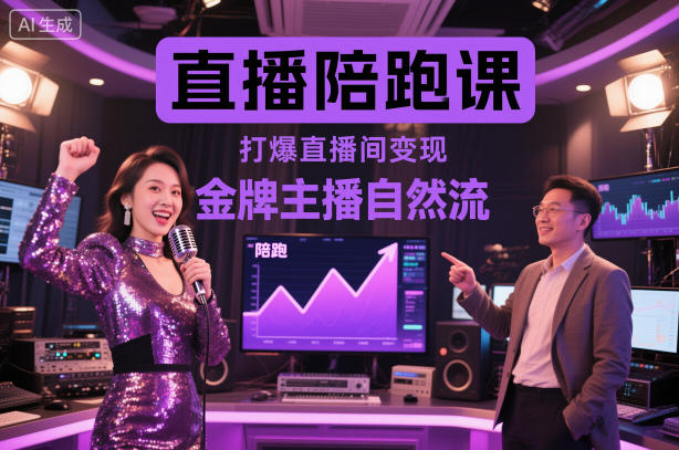 直播陪跑课，金牌主播自然流打爆直播间，复制高变现玩法-云科数创