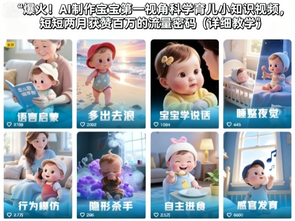 爆火！AI制作宝宝第一视角科学育儿小知识视频，短短两月获赞百万的流量密码(详细教学)-云科数创