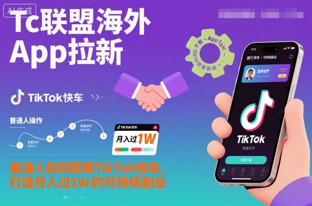 Tc联盟海外App拉新：普通人如何搭乘TikTok快车，打造月入过1W的可持续副业-云科数创