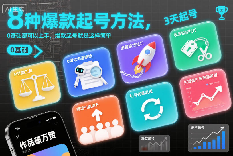 8种爆款起号方法，0基础都可以上手，爆款起号就是这样简单-云科数创