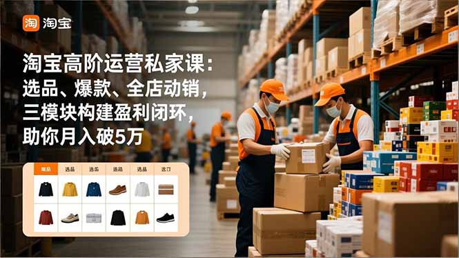 淘宝高阶运营私家课：选品、爆款、全店动销，三模块构建盈利闭环，助你月入破5万-云科数创