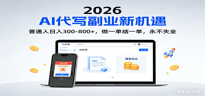 2026 副业首选！AI 代写日入 300-800，普通人0门槛，做一单结一单！-云科数创