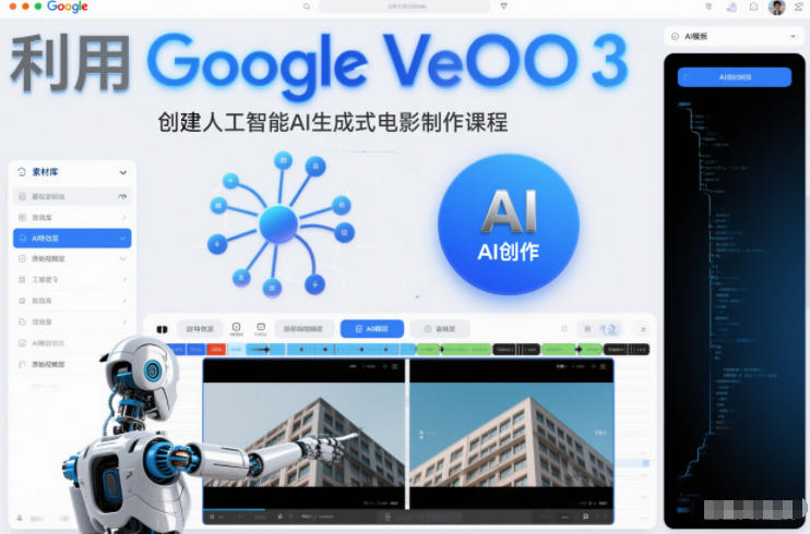 利l用Google Veo 3创建人工智能AI生成式电影制作课程，使用人工智能的力量创建令人惊叹的视频-云科数创