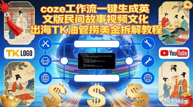 Coze扣子工作流一键生成英文版民间故事视频，文化出海TK油管捞美金拆解教程-云科数创
