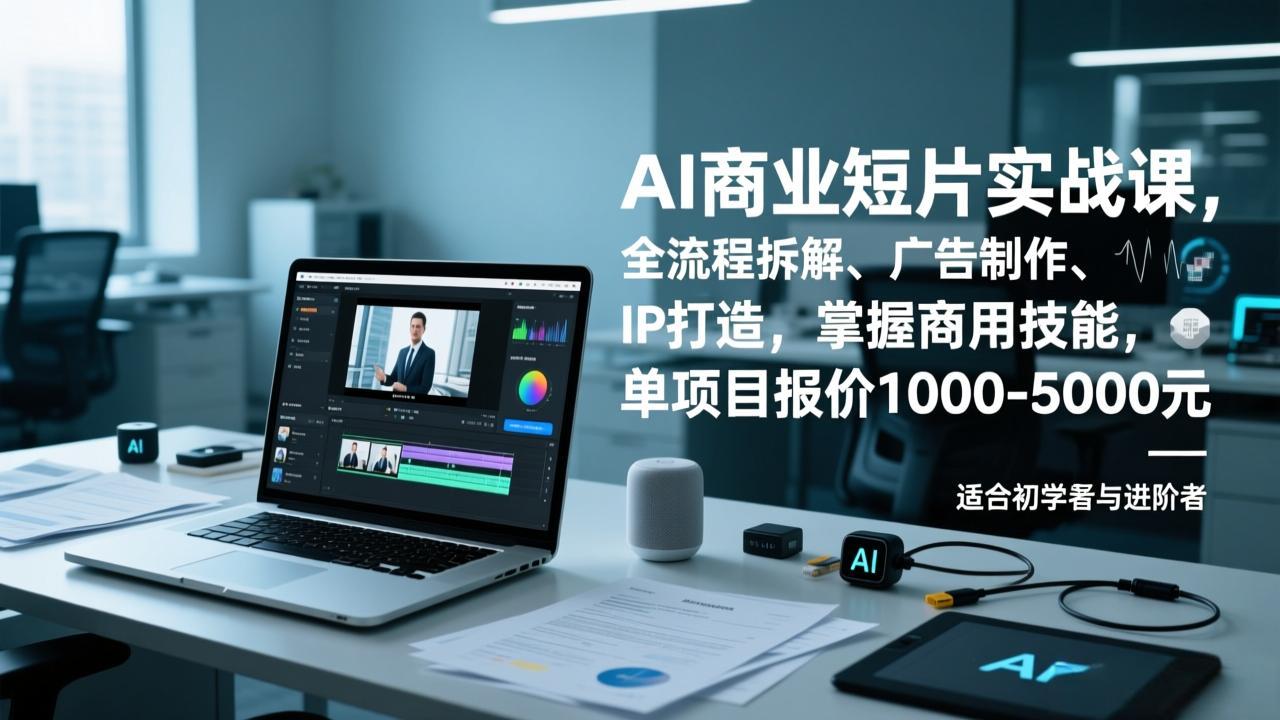 AI商业短片实战课，全流程拆解、广告制作、IP打造，掌握商用技能，单项目报价1000-5000元-云科数创