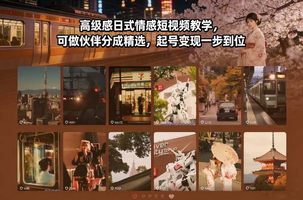 高级感日式情感短视频教学,可做伙伴分成精选,起号变现一步到位-云科数创