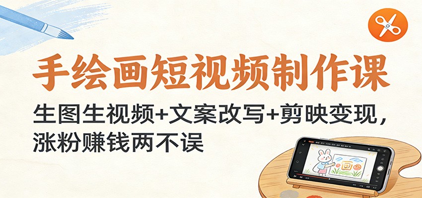 手绘画短视频制作课:生图生视频+文案改写+剪映变现,涨粉赚钱两不误-云科数创