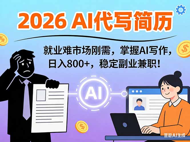 AI代写简历，超暴利，用万能模板月入1-3万实战教程，2026年市场刚需！-云科数创