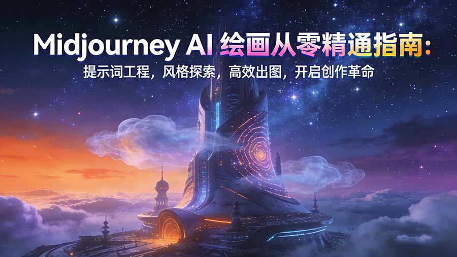 Midjourney AI绘画从零精通指南：提示词工程，风格探索，高效出图，开启创作革命-云科数创