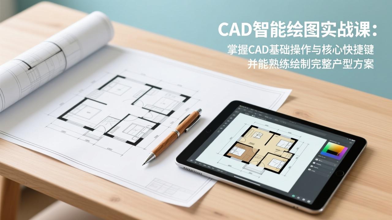 CAD智能绘图实战课：掌握CAD基础操作与核心快捷键，并能熟练绘制完整户型方案-云科数创