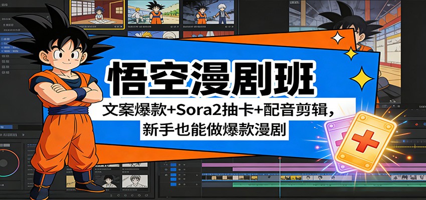 悟空漫剧班：文案爆款+Sora2抽卡+配音剪辑，新手也能做爆款漫剧-云科数创