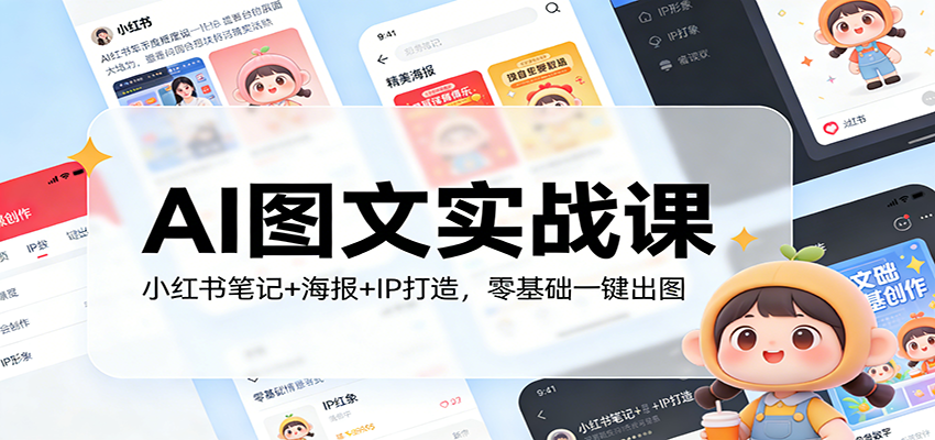 AI图文实战课：小红书笔记+海报+IP打造，零基础一键出图-云科数创