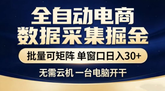 独家电商数据全自动采集项目，批量可矩阵，单窗口轻松日入3张+【揭秘】-云科数创