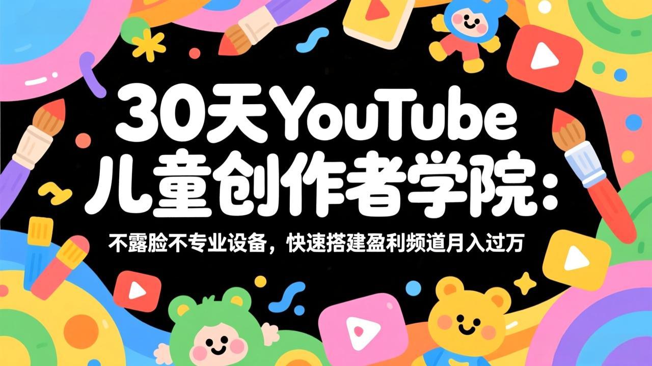 30天YouTube儿童创作者学院:不露脸不专业设备,快速搭建盈利频道月入过万-云科数创
