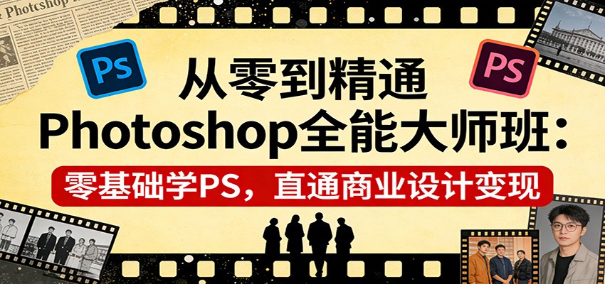 从零到精通Photoshop全能大师班：零基础学PS，直通商业设计变现-云科数创