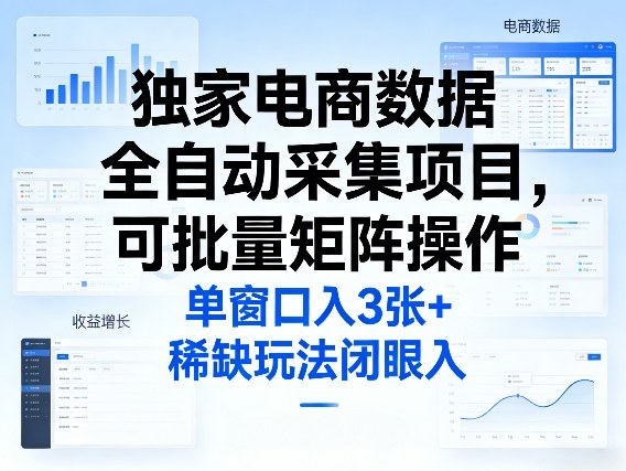 独家电商数据全自动采集项目，可批量矩阵操作，单窗口日入3张+，稀缺玩法闭眼入【揭秘】-云科数创